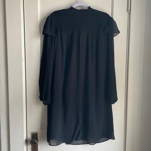 Black crepe shift dress, sheer sleeves, Ava & Viv, 1x